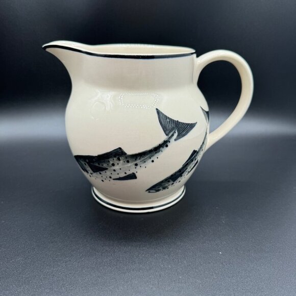Unique handpainted Emma Bridgewater Black Salmon Jug pitcher rare hard to find - Picture 4 of 13